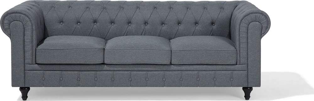 Beliani 6 vietų kampinė sofa CHESTERFIELD, pilka, kairinė