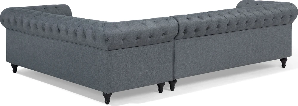 Beliani 6 vietų kampinė sofa CHESTERFIELD, pilka, kairinė