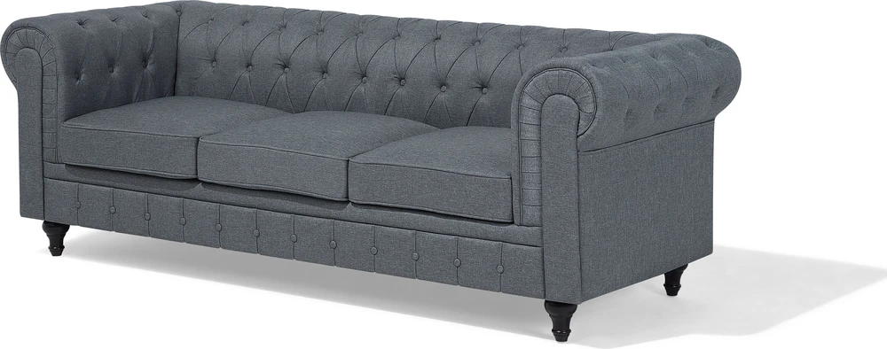 Beliani 6 vietų kampinė sofa CHESTERFIELD, pilka, kairinė
