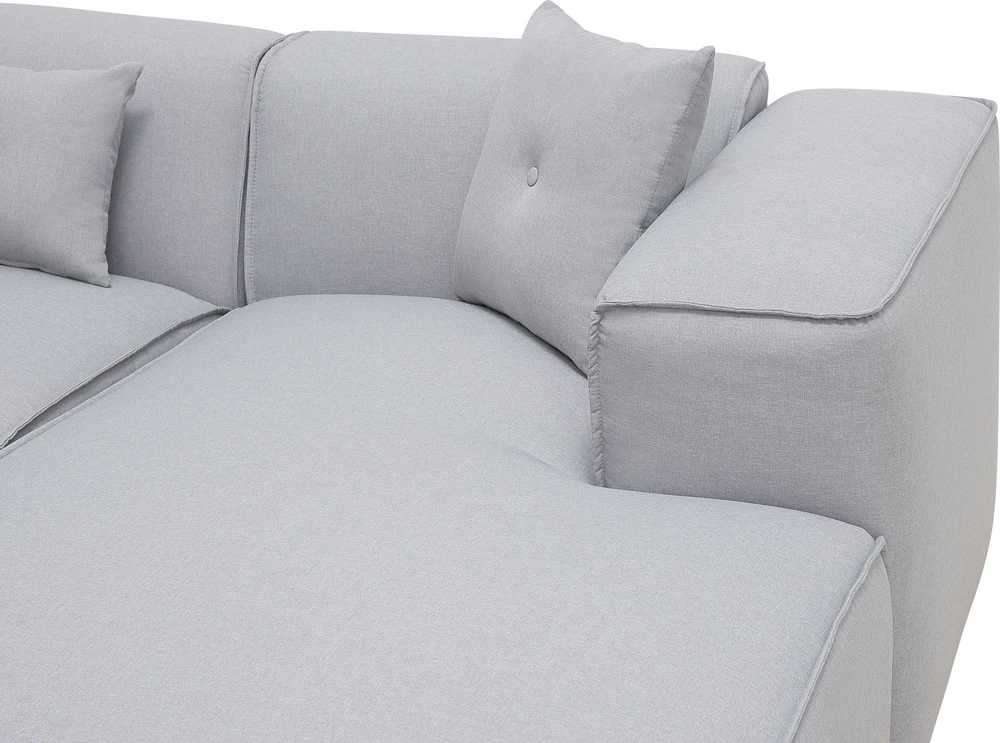 Beliani Trivietė kampinė sofa DOLVA, šviesiai pilka, kairinė