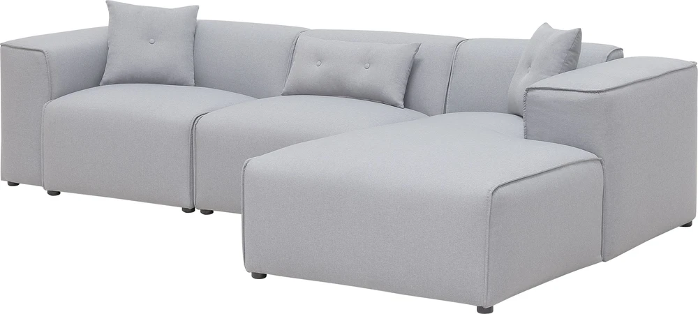 Beliani Trivietė kampinė sofa DOLVA, šviesiai pilka, kairinė
