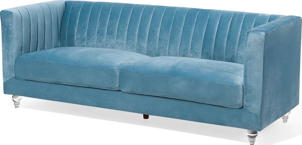 Beliani 3 vietų sofa ARVIKA aksominė mėlyna