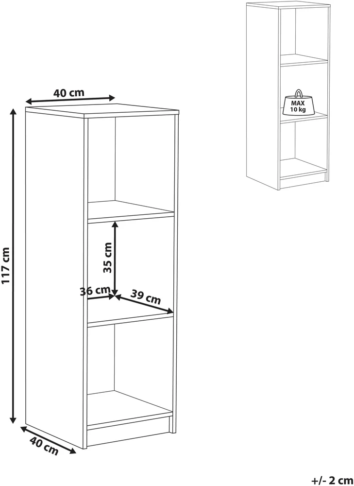 Beliani Knygų lentyna 3 lentynų ZEHNA 117 cm juoda