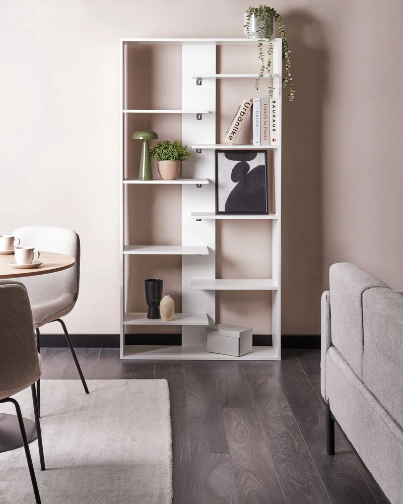 Beliani Knygų lentyna 8 lentynų FONTAS 180 cm Balta