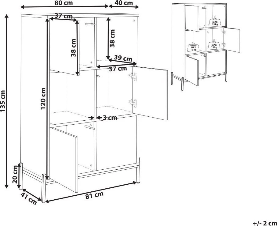 Beliani Knygų lentyna MOINES 135 cm ruda/juoda