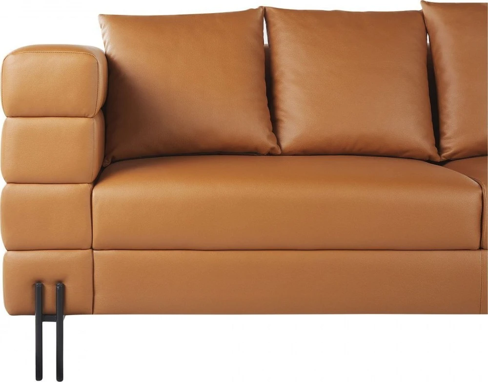 Beliani Trijų vietų sofa GRANNA, ekologiška oda, ruda