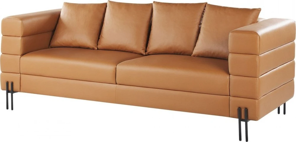 Beliani Trijų vietų sofa GRANNA, ekologiška oda, ruda