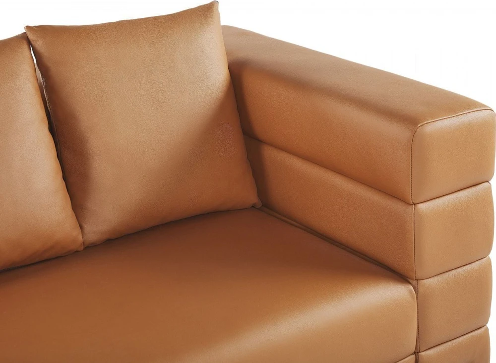 Beliani Trijų vietų sofa GRANNA, ekologiška oda, ruda