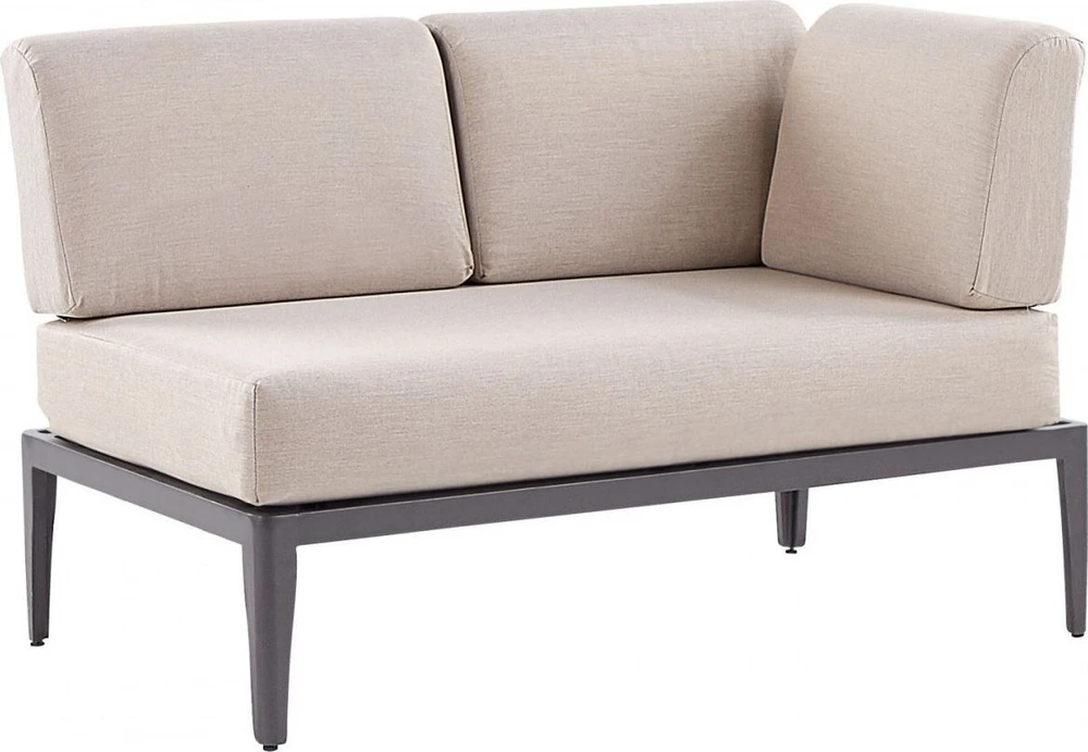 Lauko baldų komplektas Beliani Sodo kampinė sofa su staliuku 6 asmenims RIMA III kairinė smėlio spalvos metalinė modulinė