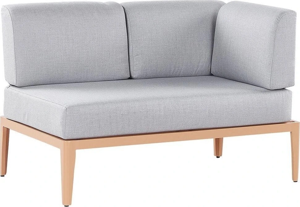 Lauko baldų komplektas Beliani Sodo kampinė sofa su staliuku 6 asmenims RIMA III kairinė, pilka, metalinė, modulinė