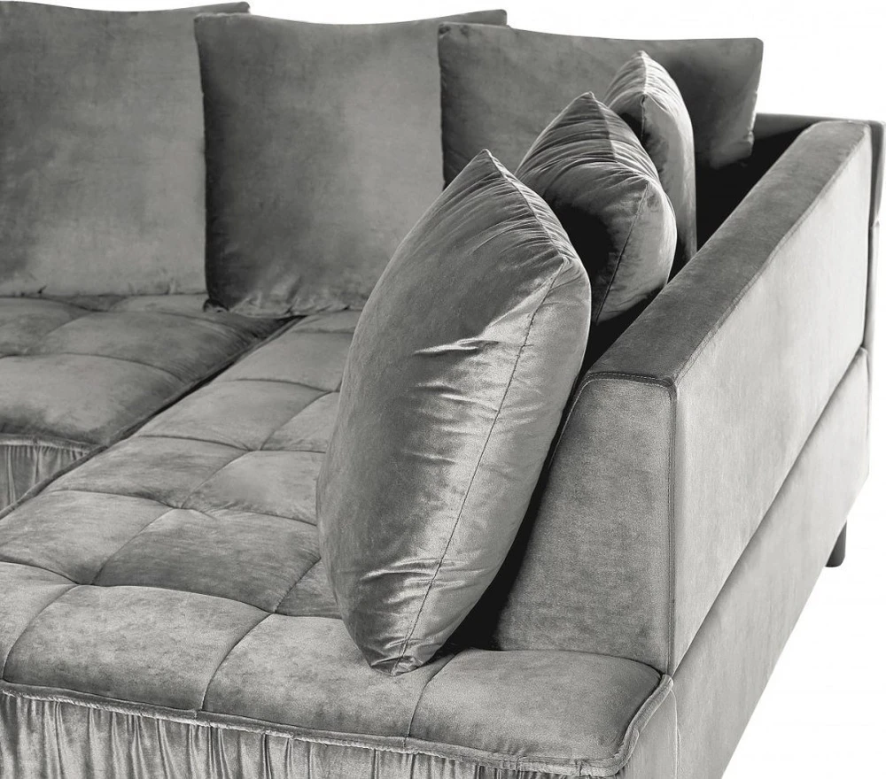 Beliani Trivietė kampinė sofa GRENA, veliūras, šviesiai pilka, kairinė