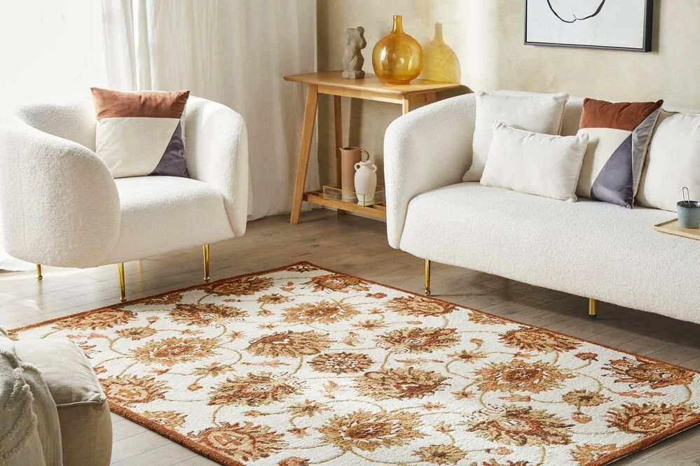 Beliani Kilimas EZINE Smėlio spalvos 200 x 200 cm Vilna
