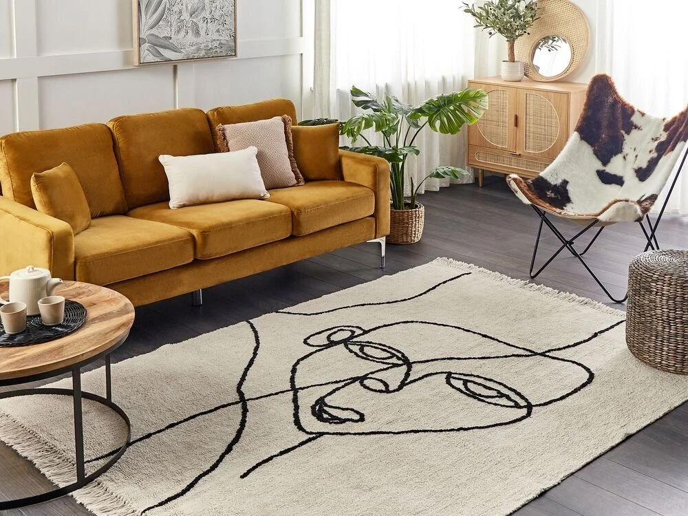 Beliani Kilimas NURU šviesiai smėlio spalvos 160 x 230 cm medvilninis