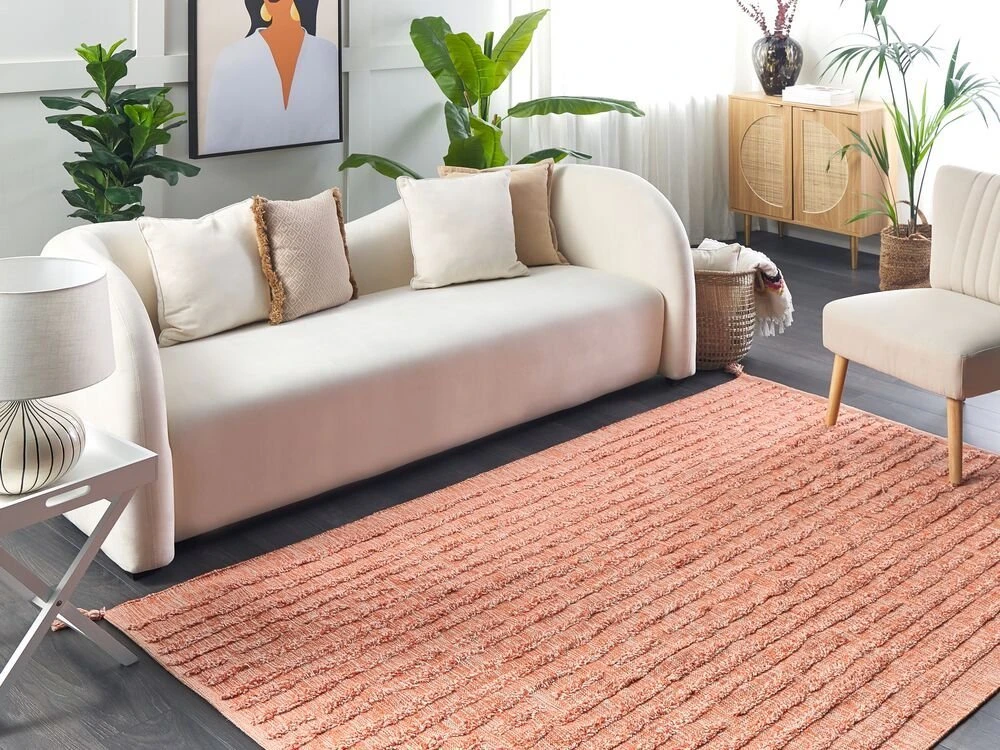 Beliani Kilimas MUGLA oranžinis 140 x 200 cm medvilninis