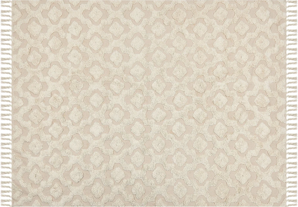 Beliani Kilimas AKSARAY smėlio spalvos 160 x 230 cm medvilninis
