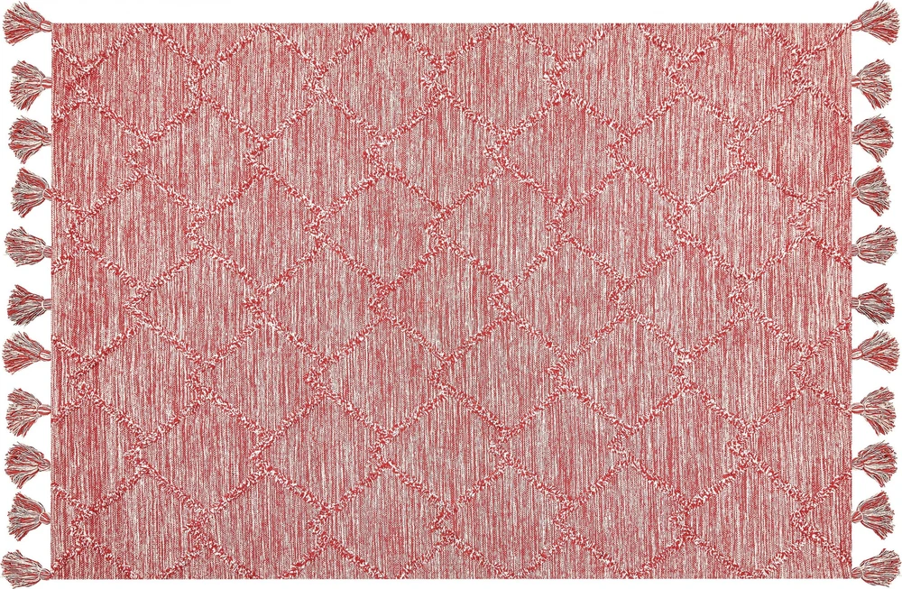 Beliani Kilimas NIGDE raudonas 160 x 230 cm medvilninis