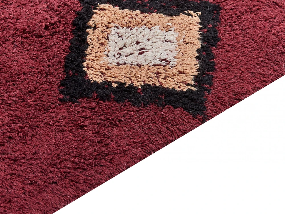 Beliani Kilimas SIIRT raudonas 80 x 150 cm medvilninis