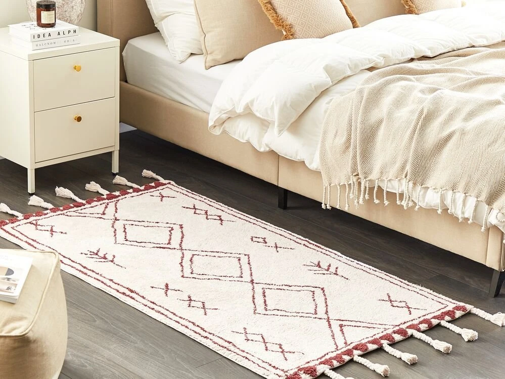 Beliani Kilimas KENITRA kreminės baltos spalvos 80 x 150 cm medvilninis