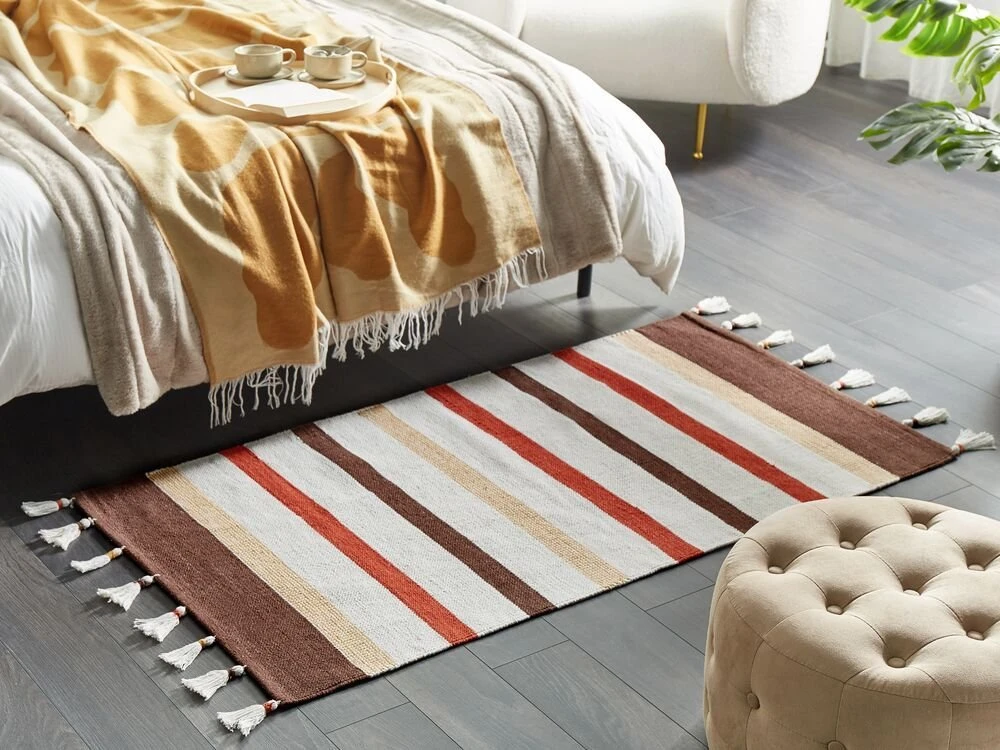 Beliani Kilimas HISARLI rudo spalvos 80 x 150 cm medvilninis