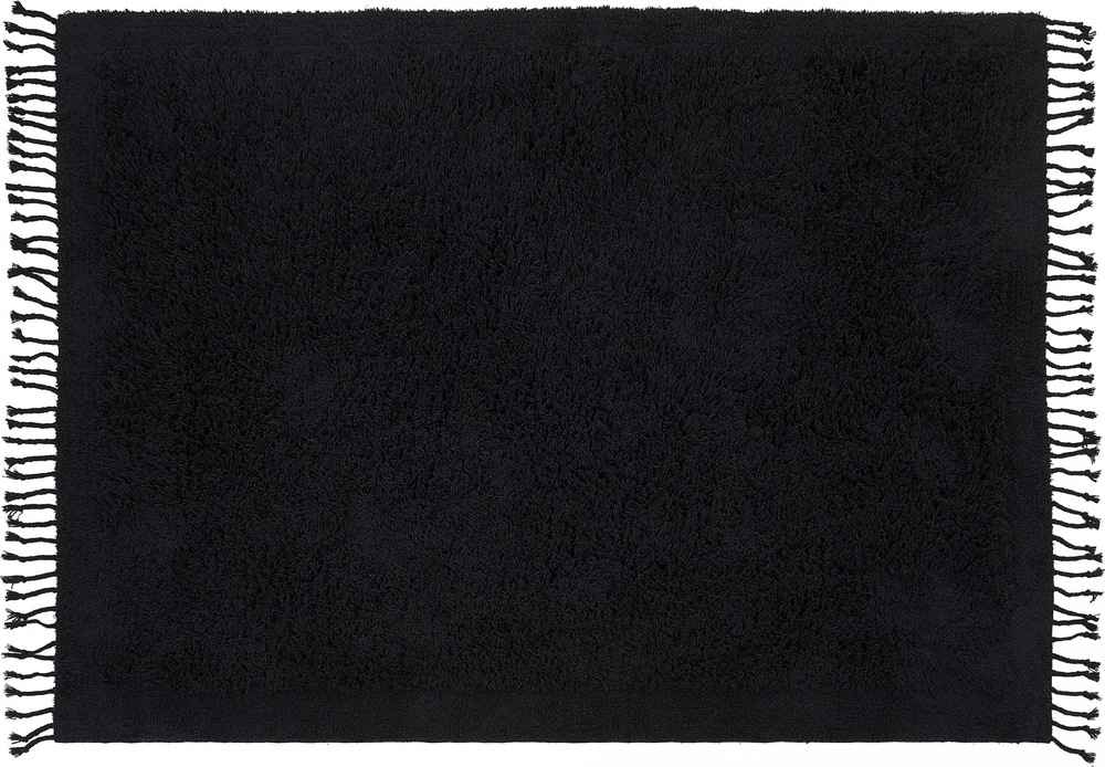 Beliani Kilimas BITLIS juodas 140 x 200 cm medvilninis