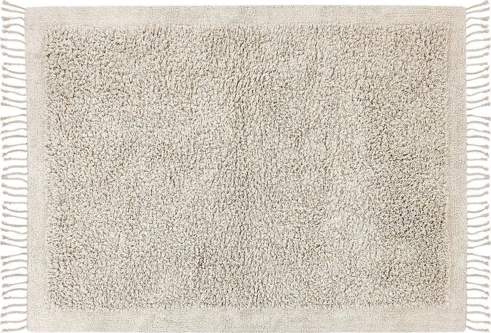 Beliani Kilimas BITLIS šviesiai smėlio spalvos 140 x 200 cm medvilninis