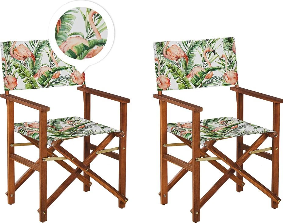 Beliani 2 sodo kėdžių komplektas CINE akacijos mediena, tamsiai ruda