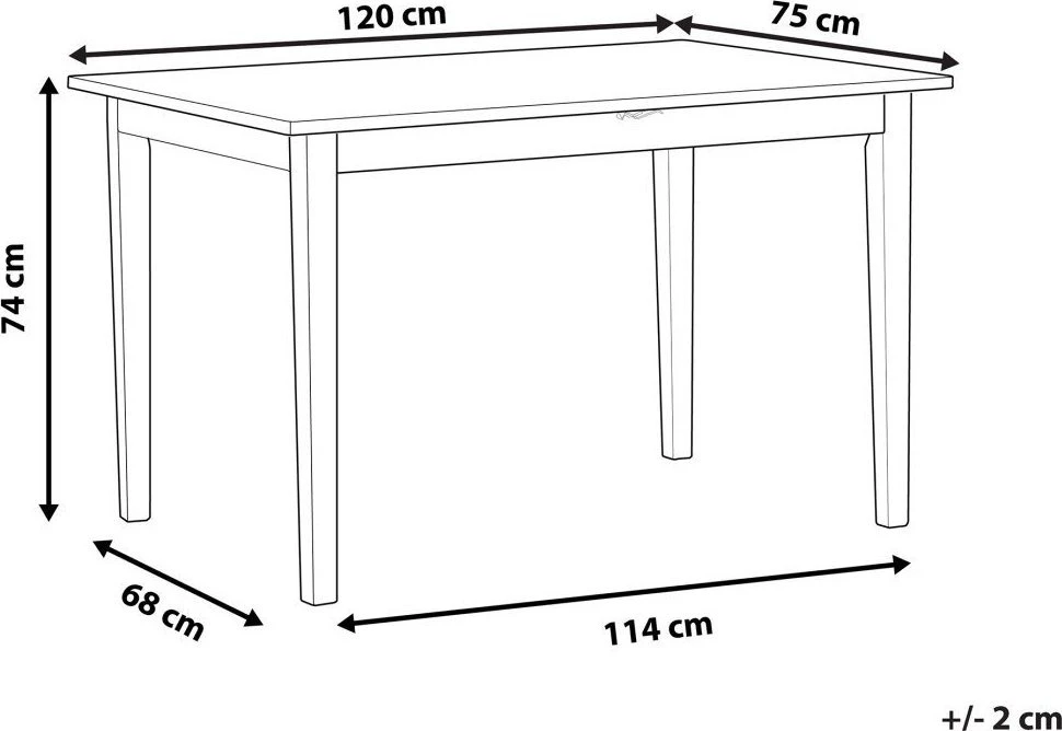 Beliani Valgomojo stalas HOUSTON šviesaus ąžuolo spalvos 125 cm 75 cm