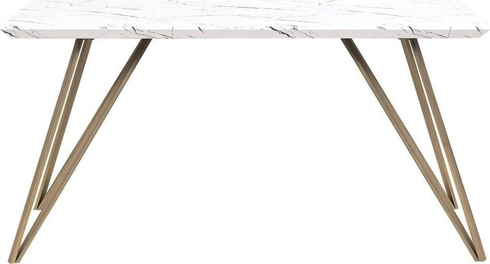 Beliani Valgomojo stalas MOLDEN marmuro imitacija/auksinis 150 cm 80 cm