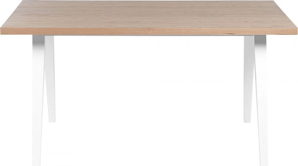 Beliani Valgomojo stalas LENISTER rudas/baltas 150 cm x 90 cm