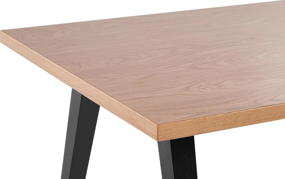 Beliani Valgomojo stalas LENISTER rudas/juodas 150 cm x 90 cm