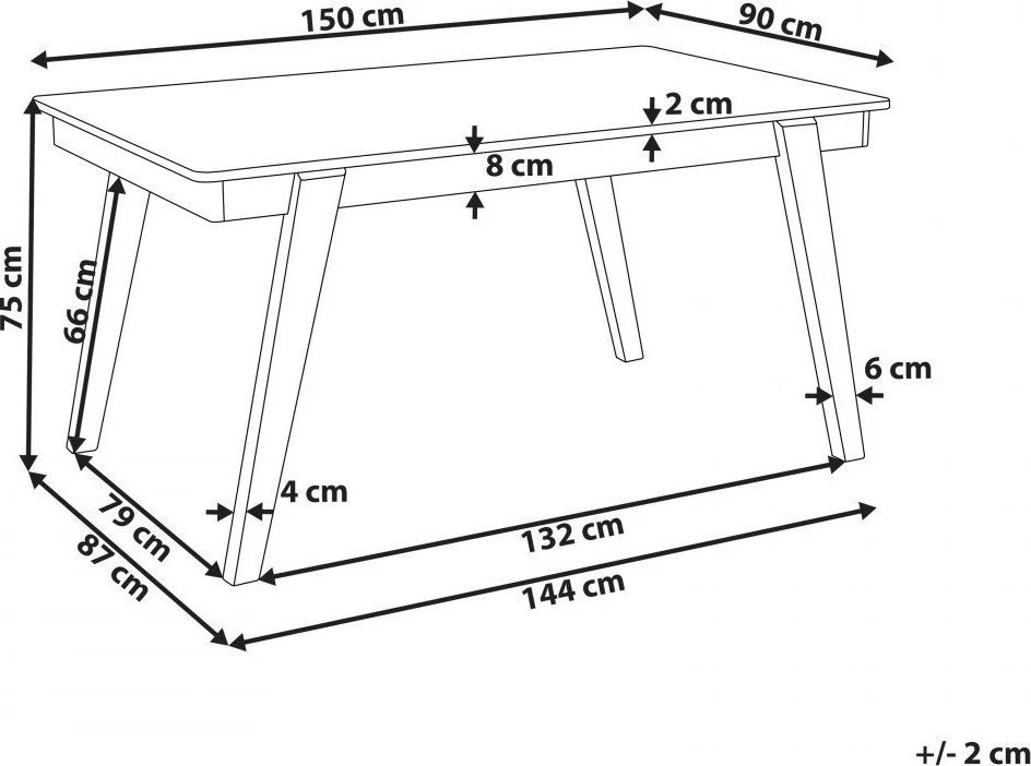 Beliani Valgomojo stalas PHOLA Šviesaus ąžuolo spalvos 150 cm 90 cm