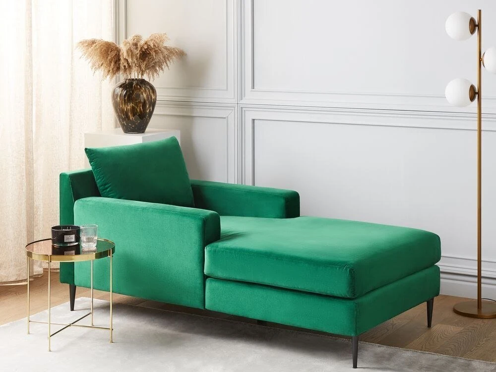 Sofa Beliani Šezlongas GUERET veliūrinis žalias