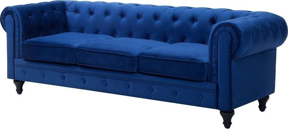 Sofa Beliani Poilsio baldų komplektas 4 asmenims CHESTERFIELD, veliūras, tamsiai mėlynas