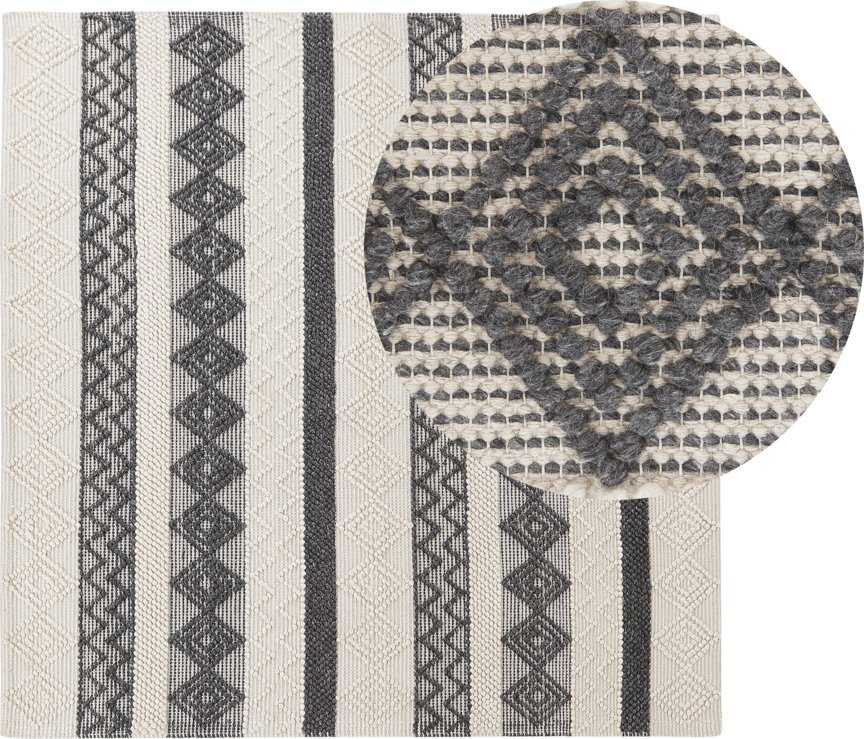Beliani Kilimas DAVUTLAR šviesiai smėlio spalvos 200 x 200 cm vilnonis