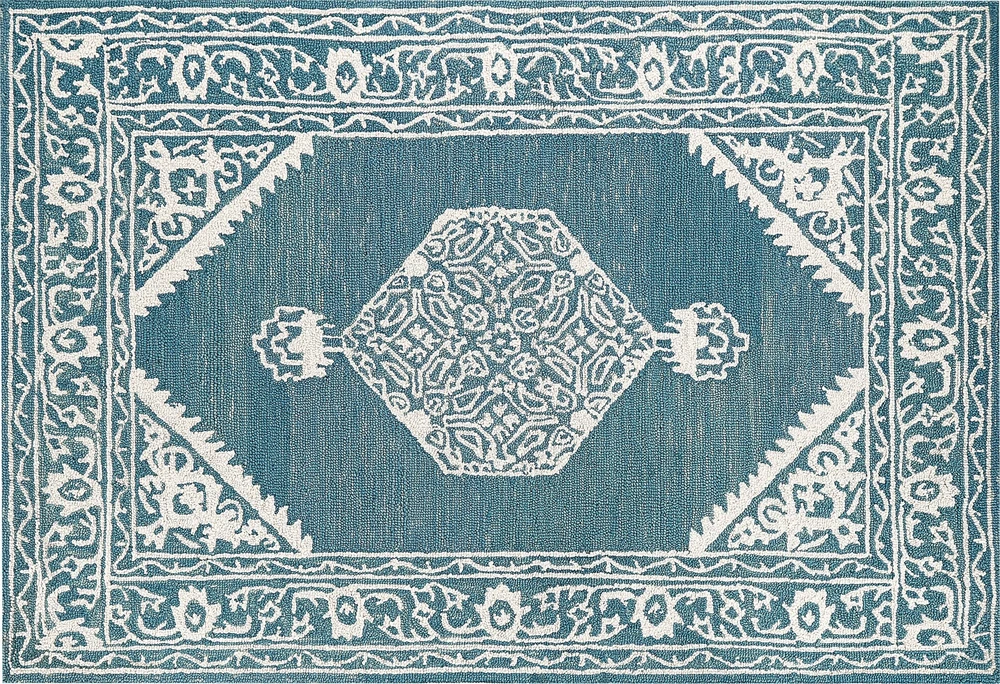 Beliani Kilimas GEVAS, mėlynas, 140 x 200 cm, vilnonis