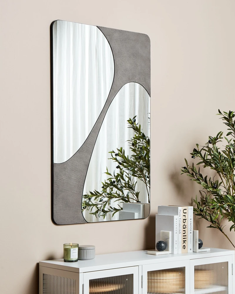 Beliani Sieninis veidrodis ORMES 70 cm 110 cm pilkas