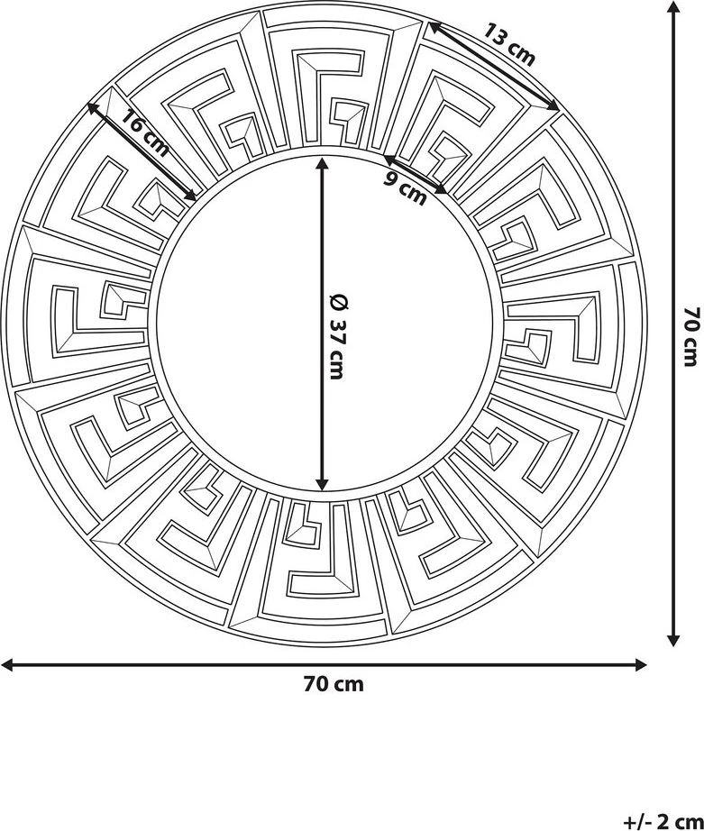 Beliani Sieninis veidrodis FLERS 70 cm Metalinis Auksinis