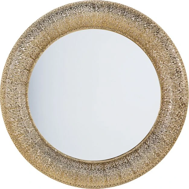 Beliani Sieninis veidrodis CHANNAY 80 cm, auksinis, metalinis