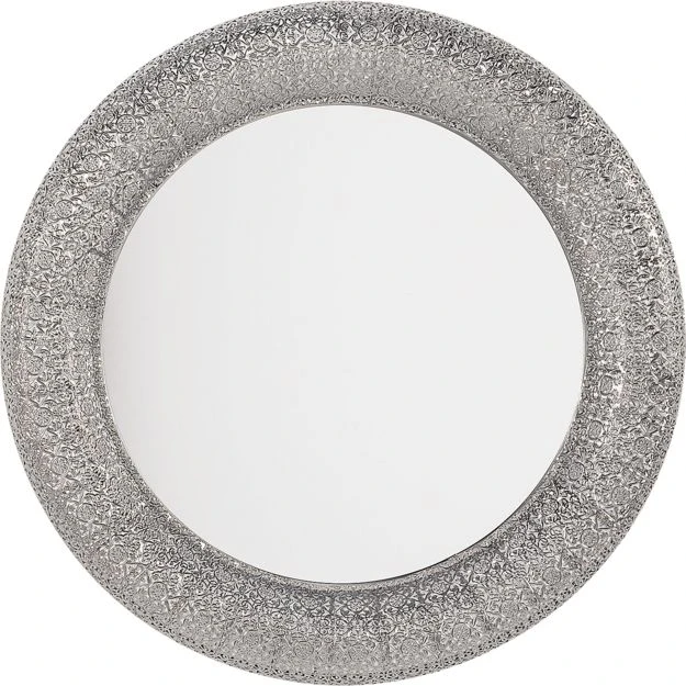 Beliani Sieninis veidrodis CHANNAY 80 cm, metalinis, sidabrinės spalvos