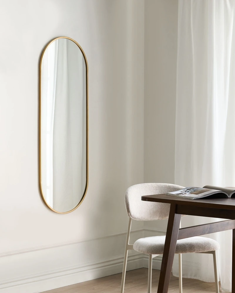 Beliani Sieninis veidrodis AZEVILLE 46 cm 122 cm metalinis auksinis