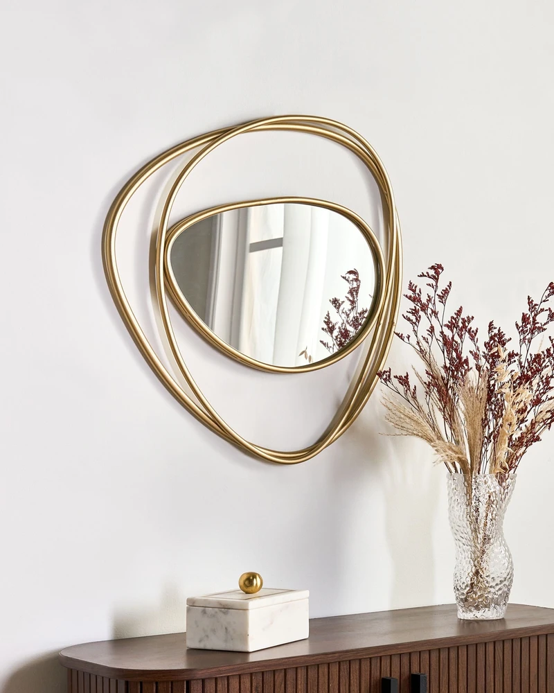 Beliani Sieninis veidrodis COURCY 50 cm x 54 cm, metalinis, auksinis