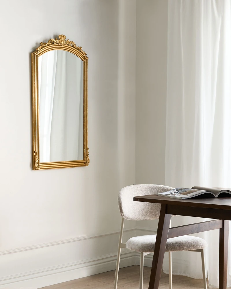 Beliani Sieninis veidrodis GORGES 55 cm 96 cm metalinis auksinis