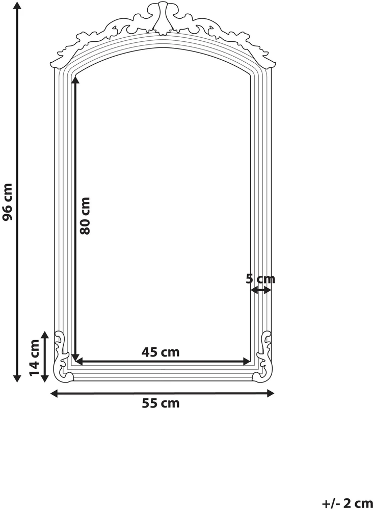Beliani Sieninis veidrodis GORGES 55 cm 96 cm metalinis auksinis