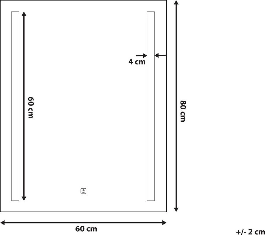 Beliani Vonios kambario veidrodis su LED apšvietimu MARTINET 60 cm 80 cm, sidabrinis
