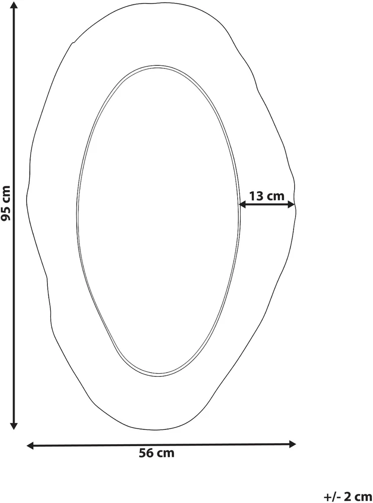 Beliani Sieninis veidrodis LOGNES 56 cm 95 cm juodas