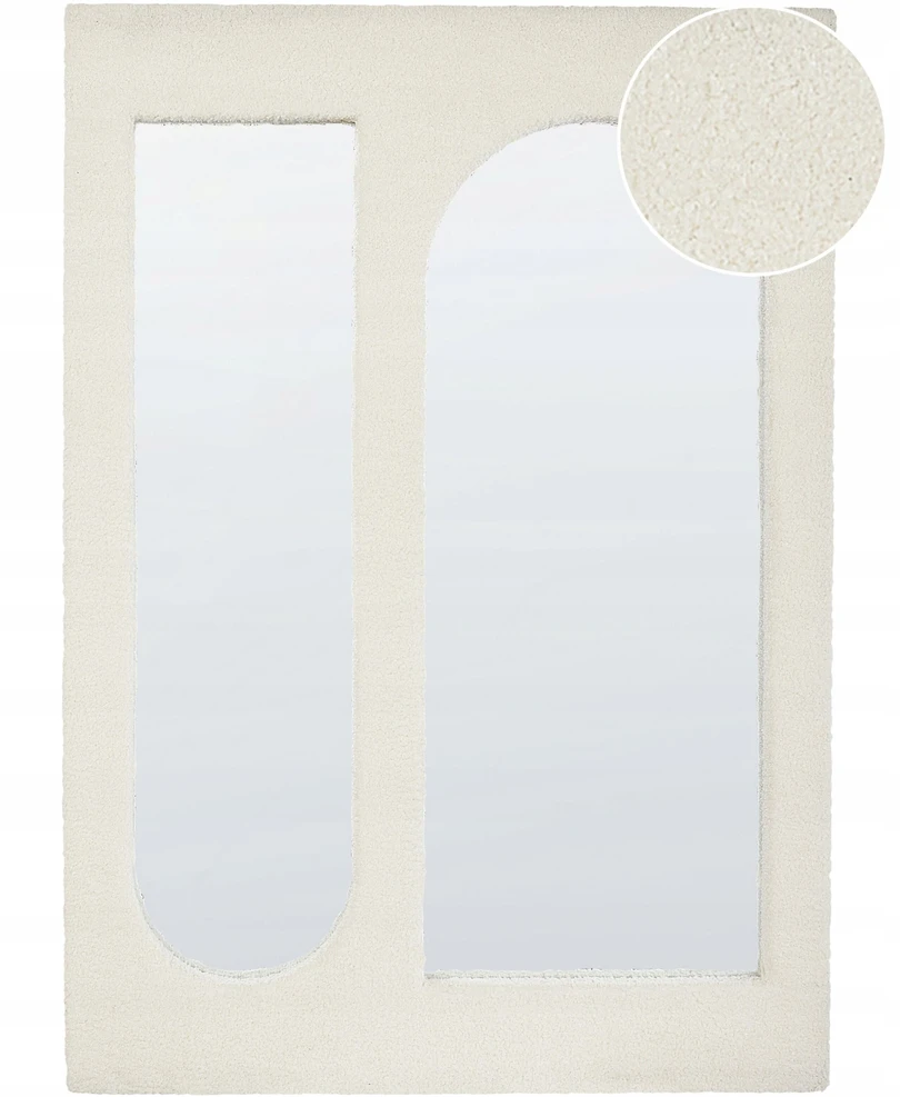 Beliani Sieninis veidrodis MARCIGNY 70 cm 100 cm Boucle, kreminės spalvos