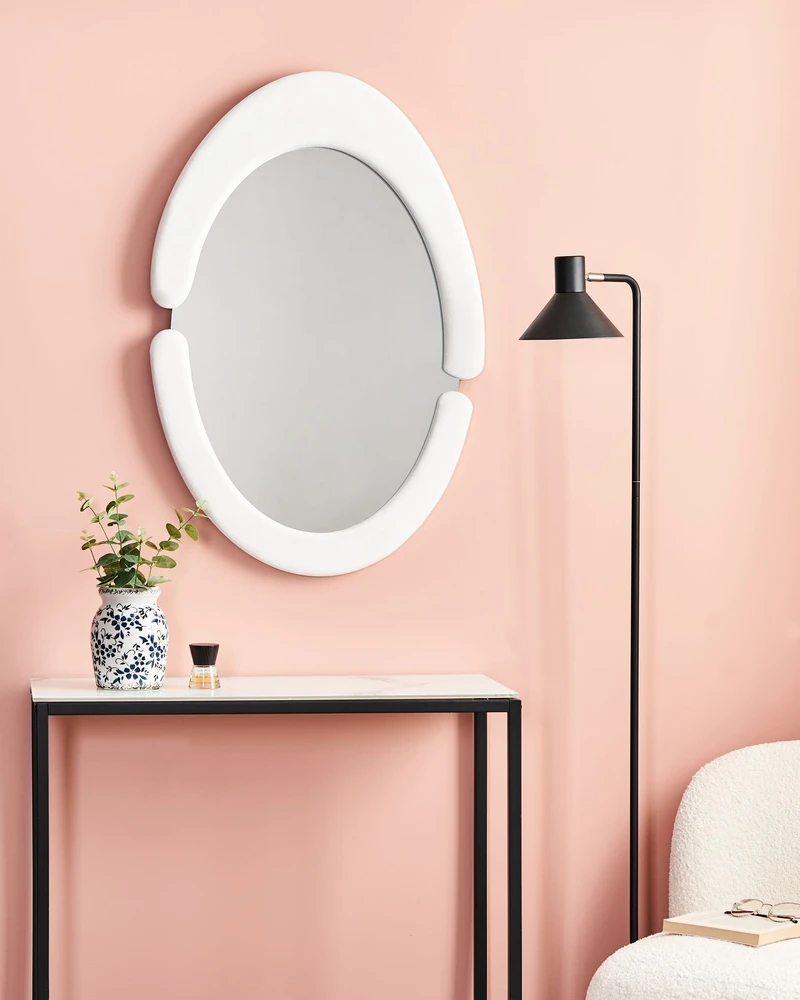 Beliani Sieninis veidrodis MASSAY 53 cm 90 cm veliūrinis baltas