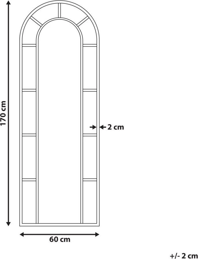 Beliani Sieninis veidrodis CROSSES 60 cm 170 cm metalinis auksinis