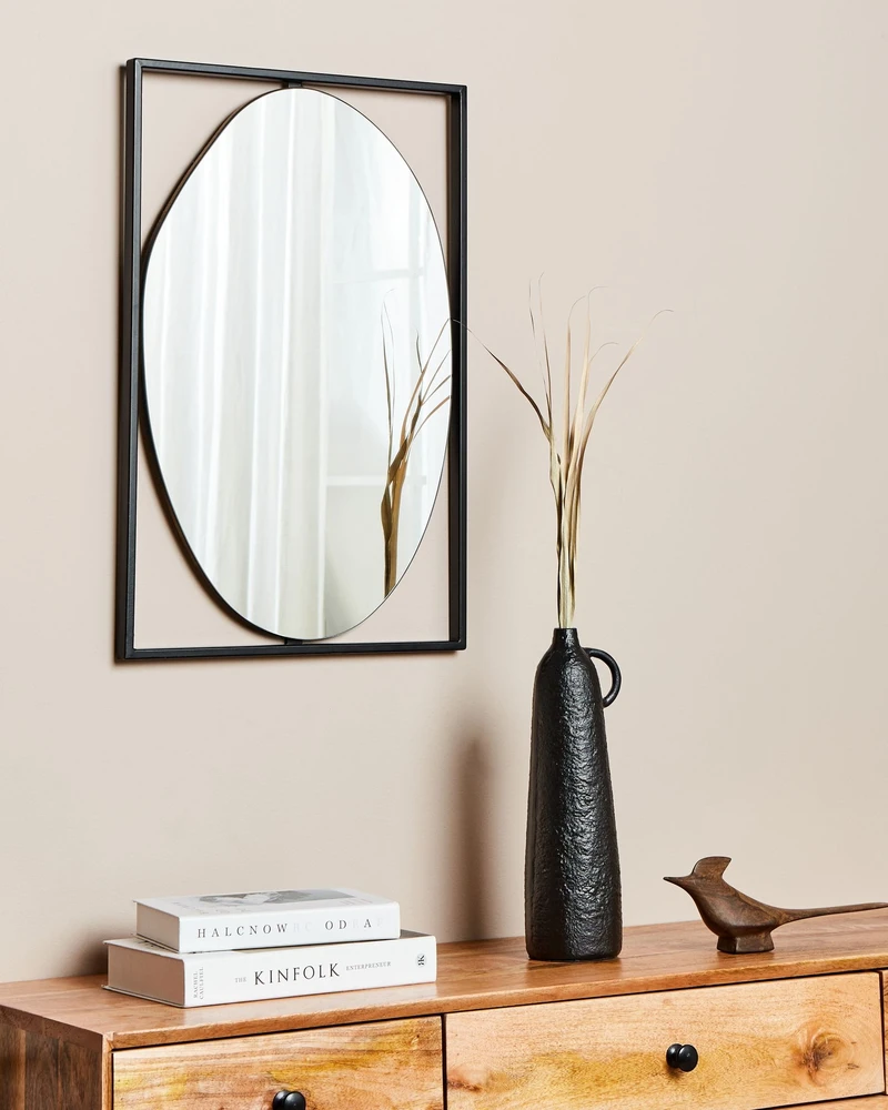 Beliani Sieninis veidrodis NIBELLE 40 cm 60 cm metalinis juodas