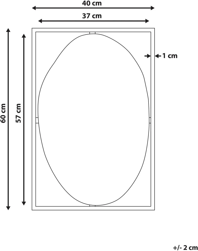 Beliani Sieninis veidrodis NIBELLE 40 cm 60 cm metalinis juodas